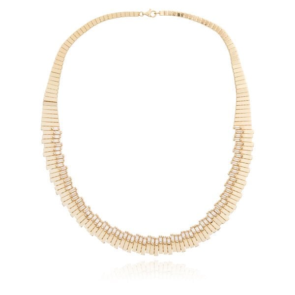 14 Ayar Altın Baget Taşlı Tasarım Kolye