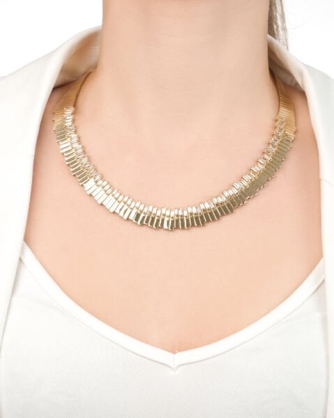 14 Ayar Altın Baget Taşlı Tasarım Kolye