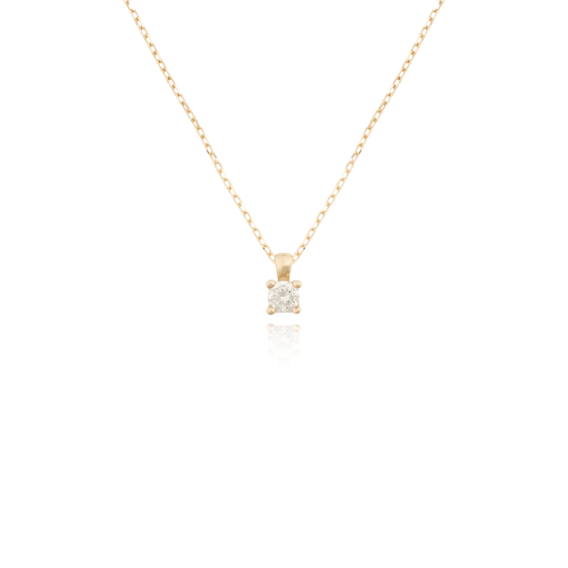 14 Ayar Altın Tektaş Kolye