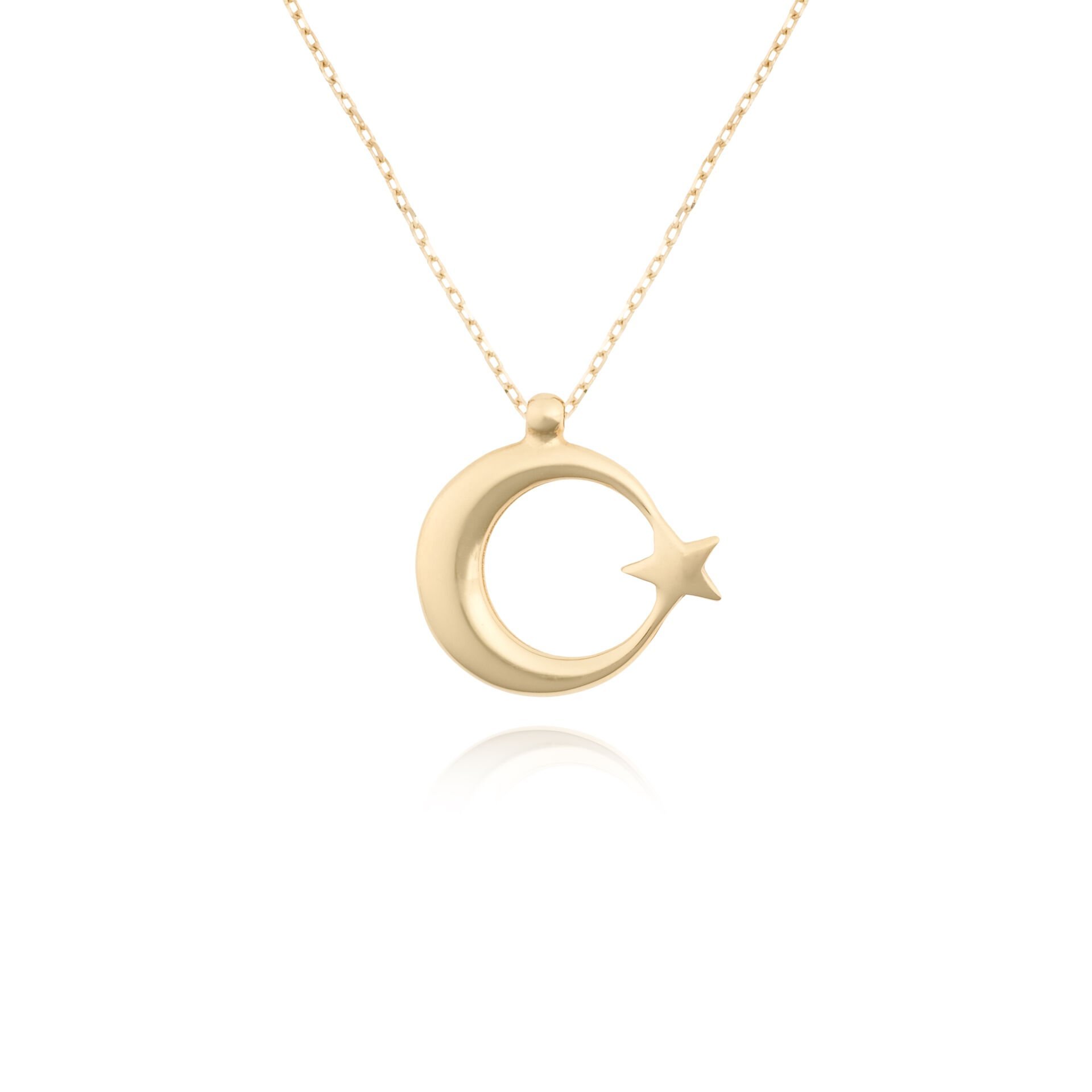 14 Ayar Altın Ay Yıldız Kolye