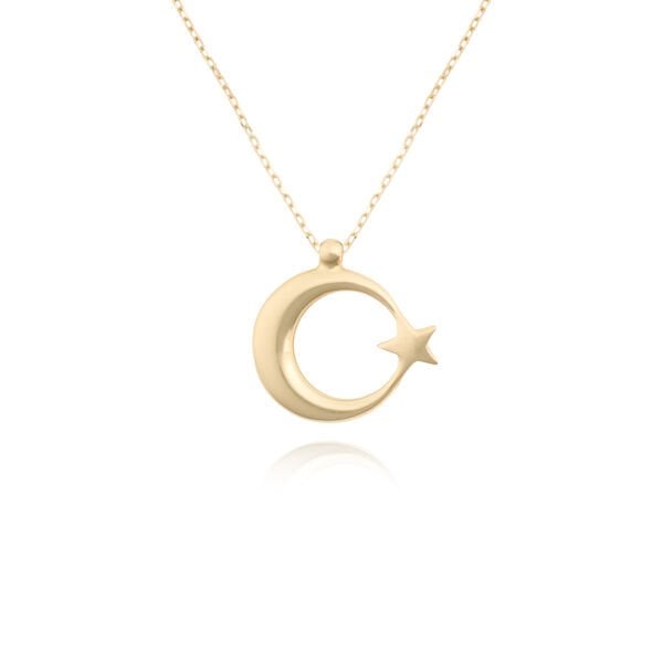 14 Ayar Altın Ay Yıldız Kolye