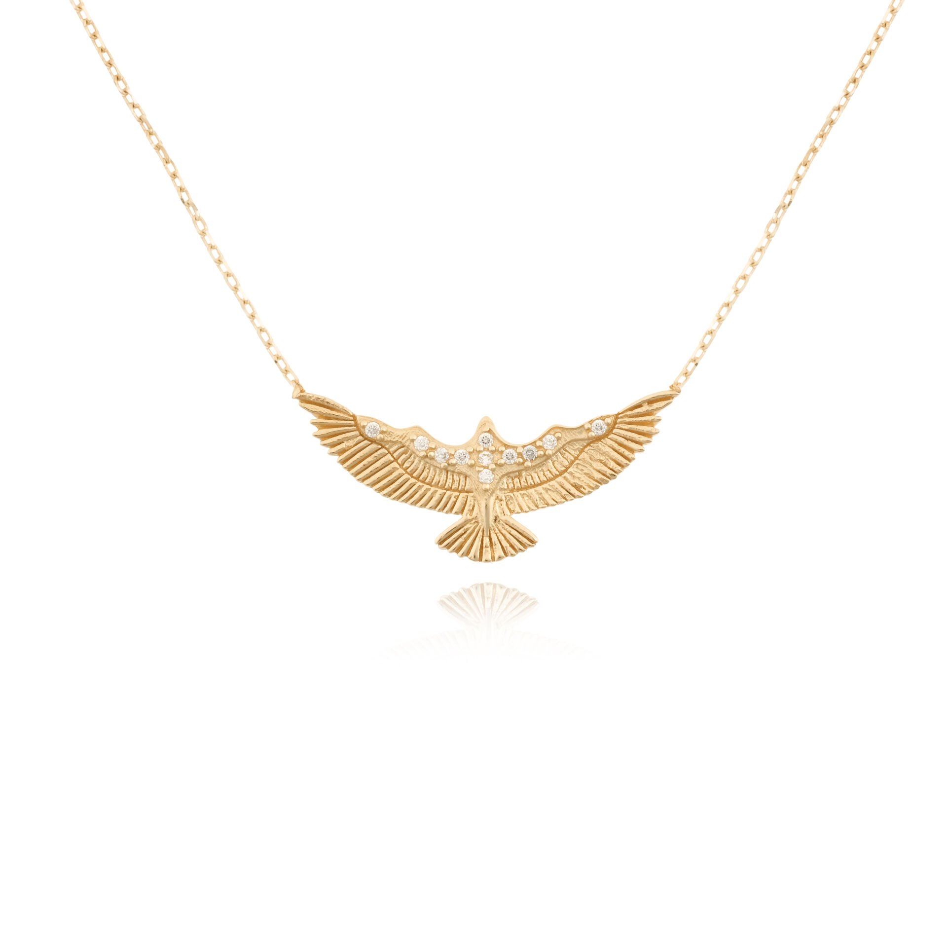 14 Ayar Altın Taşlı Kartal Kolye