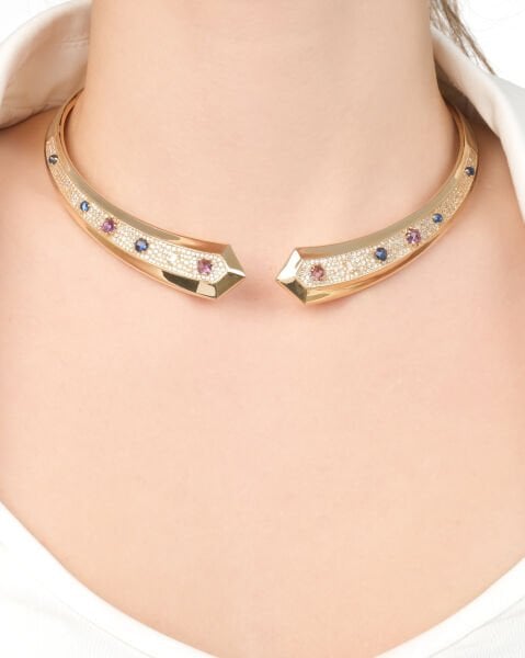 14 Ayar Altın Ametist - Mavi Turmalin Kolye