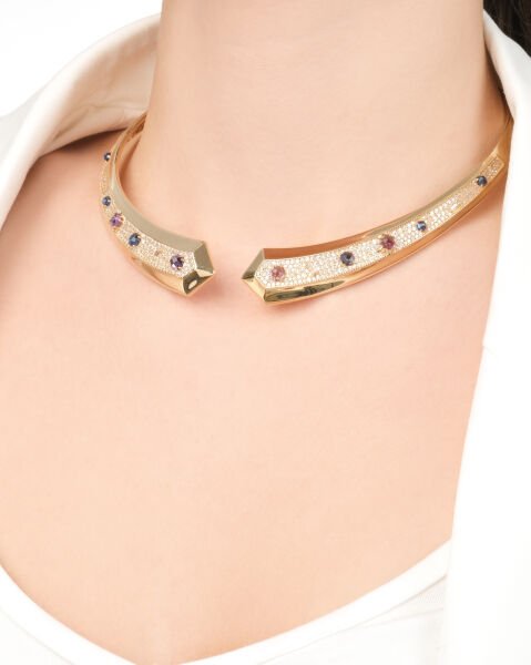 14 Ayar Altın Ametist - Mavi Turmalin Kolye