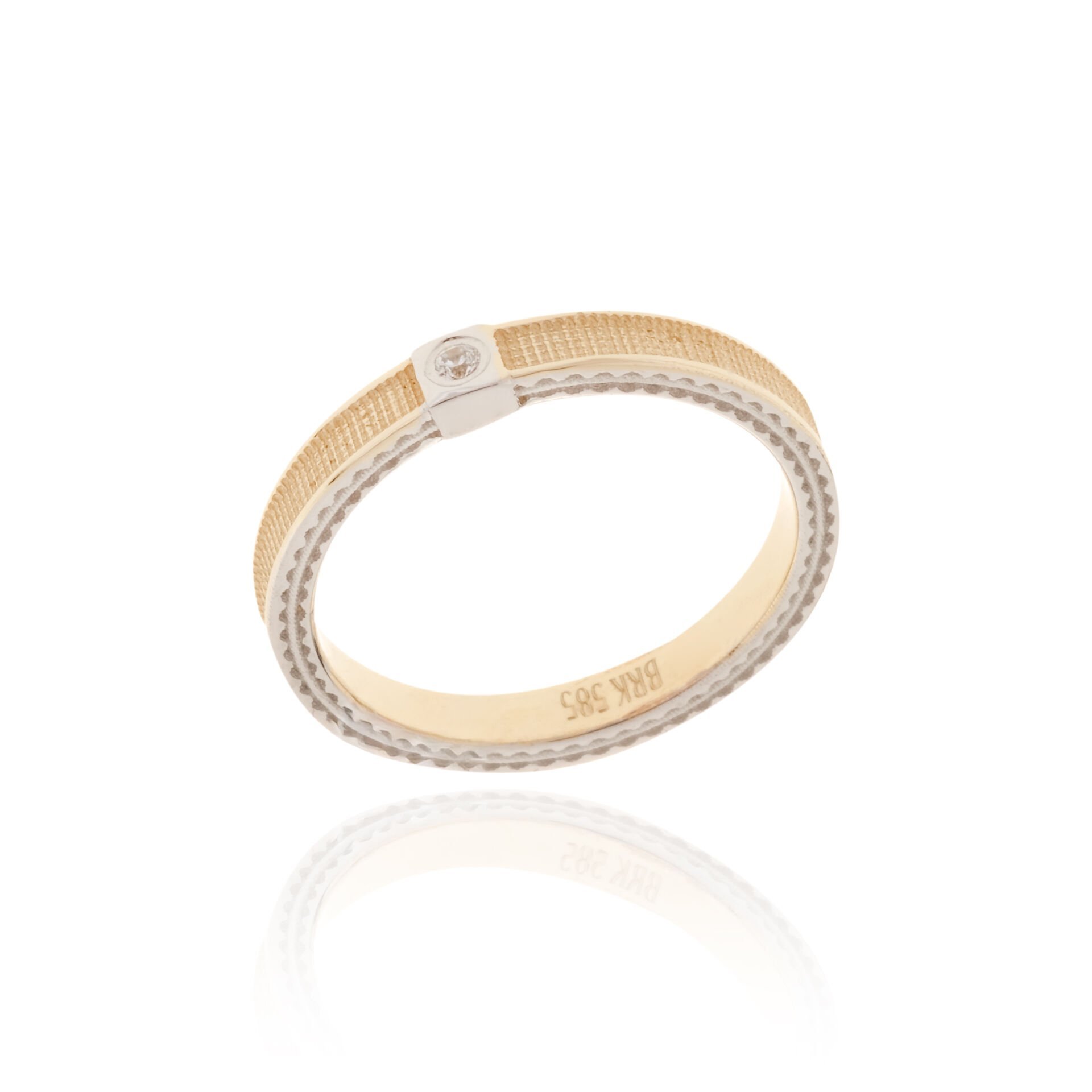 14 Ayar Altın Beyaz Altın Detaylı Taşlı Alyans