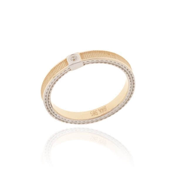 14 Ayar Altın Taşlı İki Renk Alyans