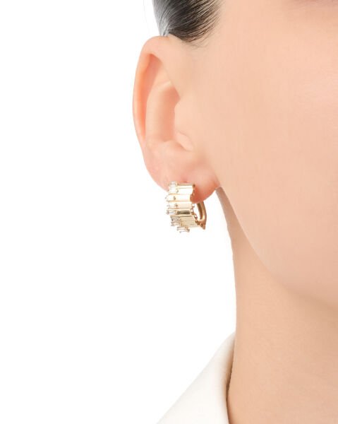 14 Ayar Altın Baget Taşlı Tasarım Küpe