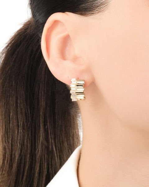 14 Ayar Altın Baget Taşlı Tasarım Küpe