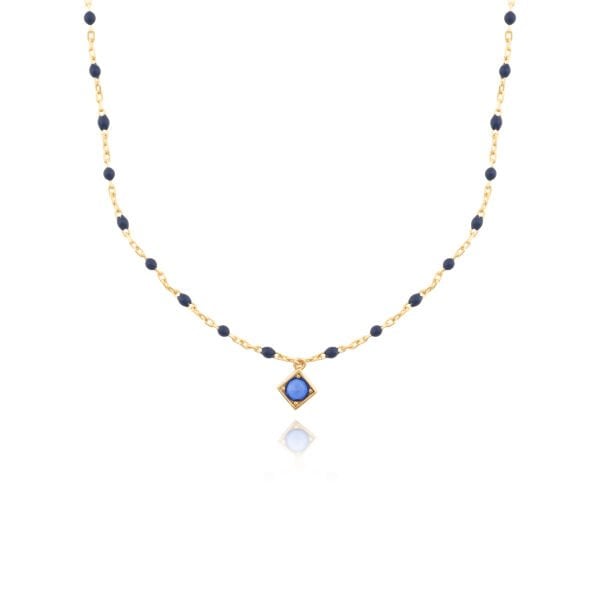 14 Ayar Altın Mavi Safir Kolye