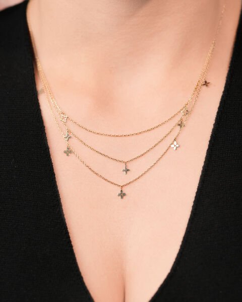 14 Ayar Altın Yonca Figürlü Kolye