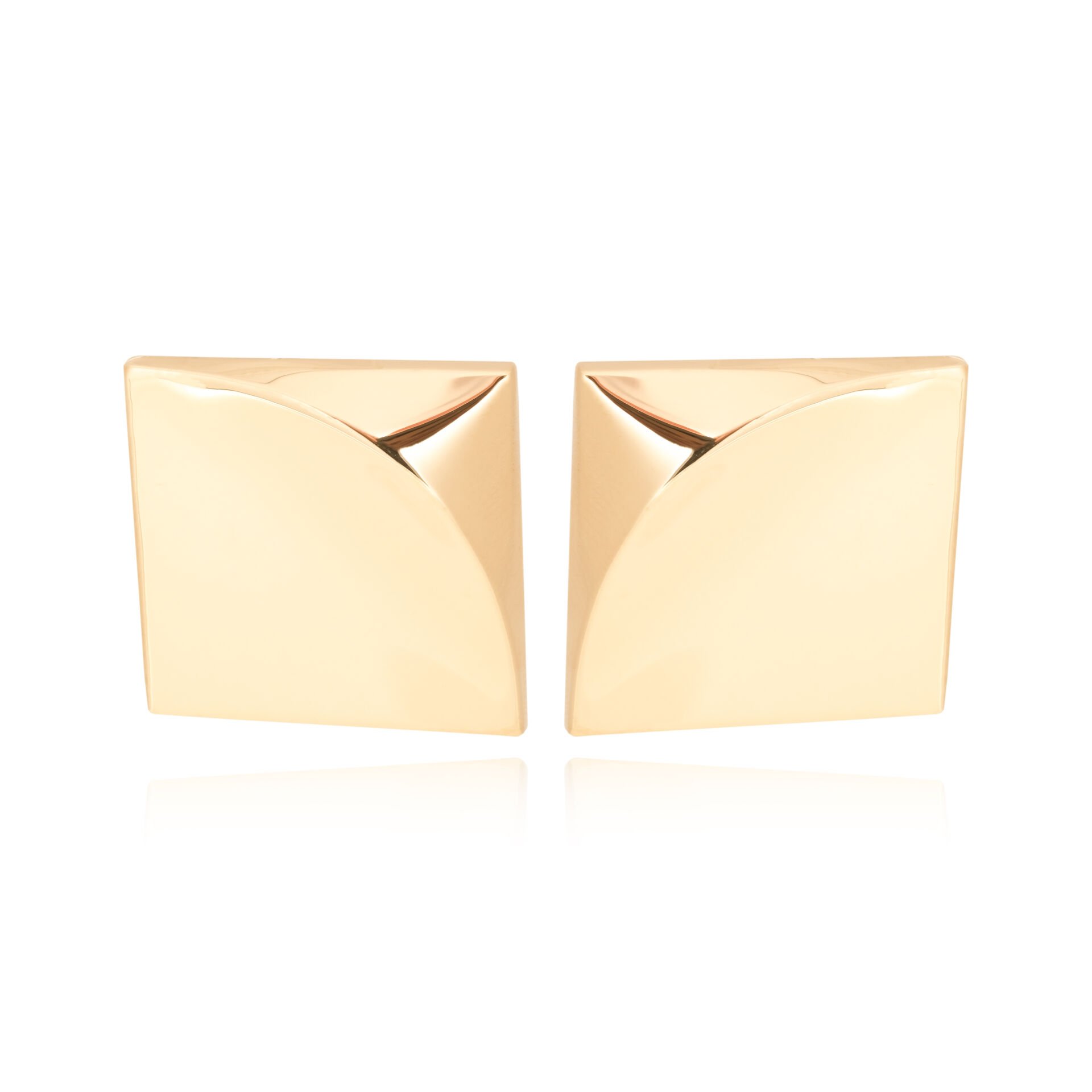 14 Ayar Altın Kare Formlu Tasarım Küpe