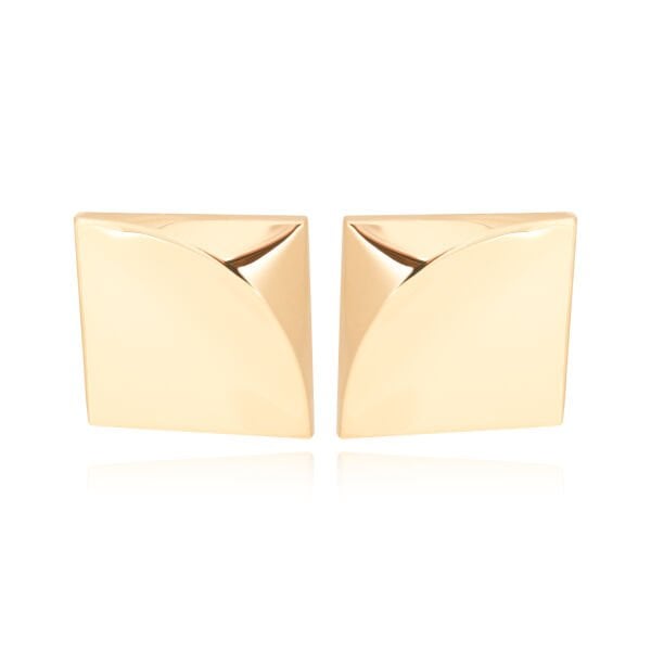 14 Ayar Altın Kare Formlu Tasarım Küpe