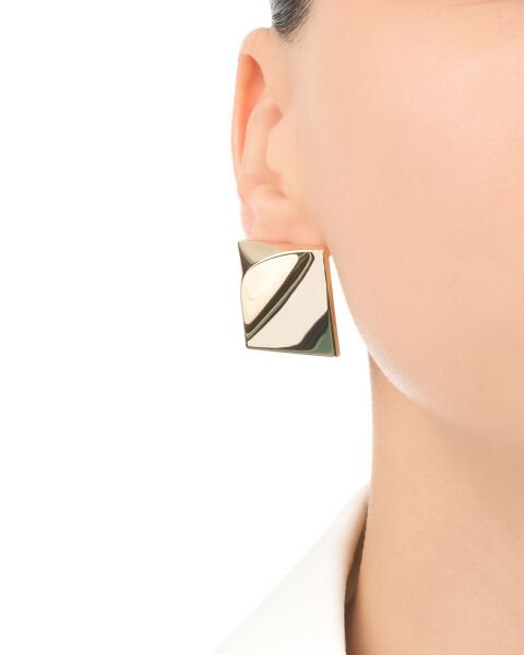 14 Ayar Altın Kare Formlu Tasarım Küpe