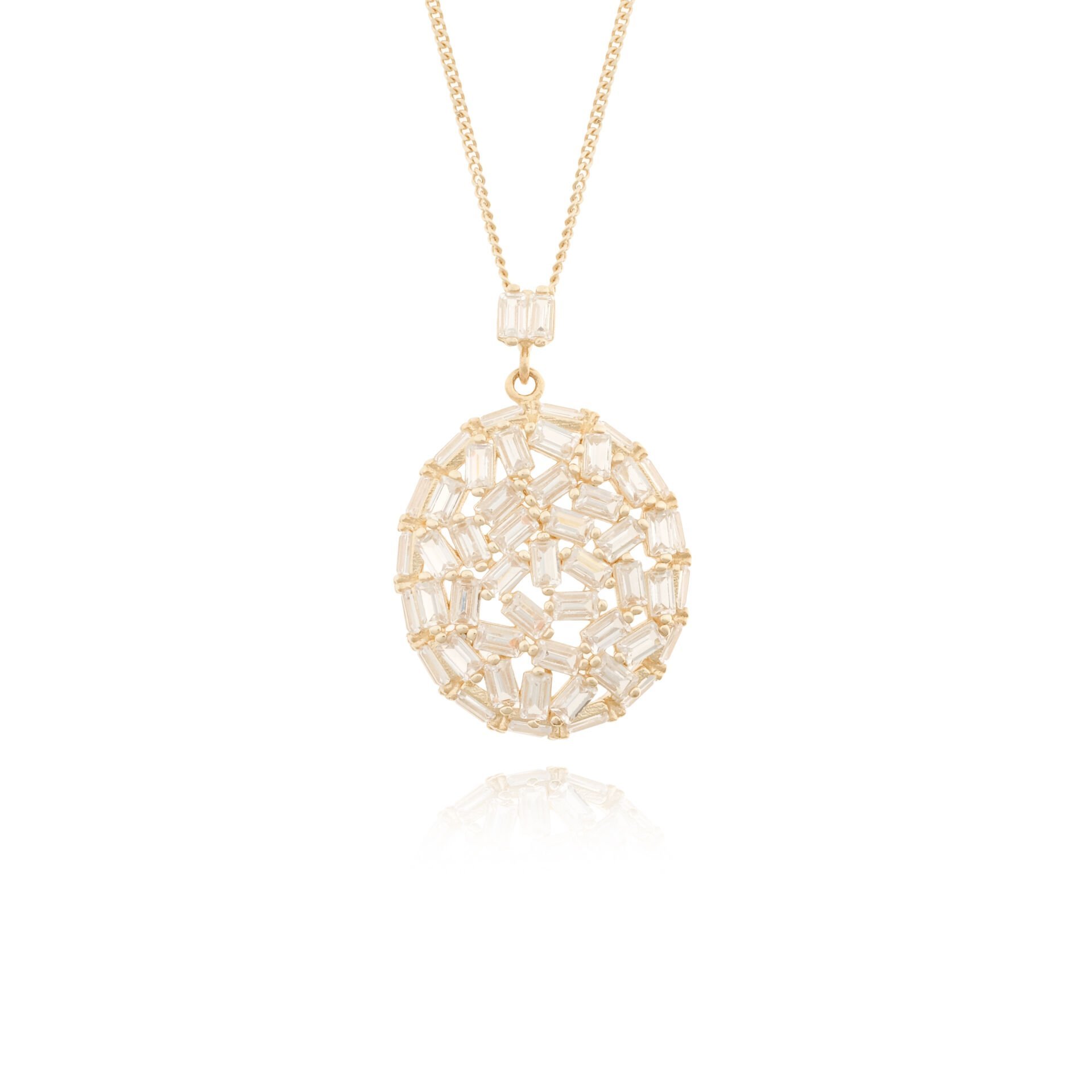 14 Ayar Altın Baget Taşlı Tasarım Kolye