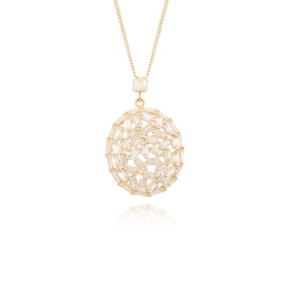 14 Ayar Altın Baget Taşlı Tasarım Kolye