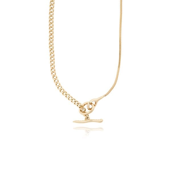 14 Ayar Altın Roberto Bravo Çift Zincir Tasarım Kolye