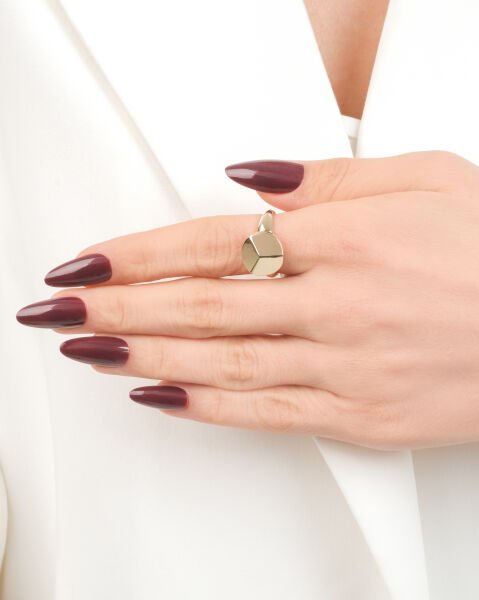 14 Ayar Altın Geometrik Form Yüzük