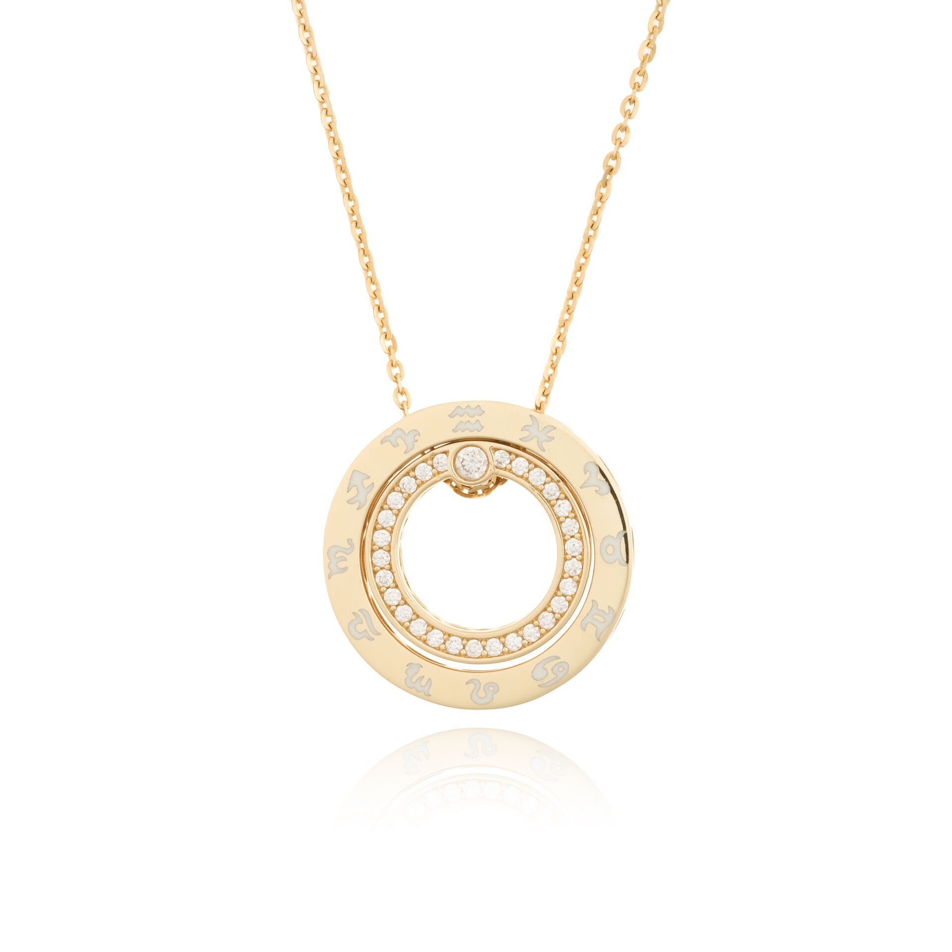 Cetaş Minima 14 Ayar Altın Taşlı Çok Yönlü Burç Kolyesi