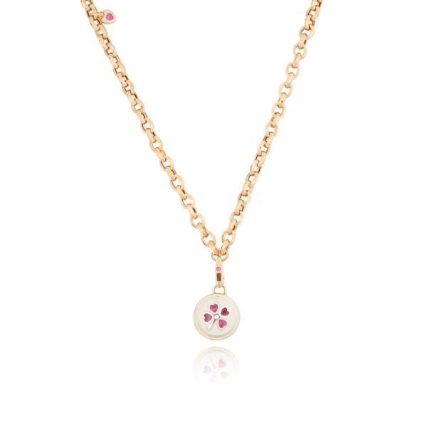 Cetaş Eterna 14 Ayar Altın Taşlı Yonca Figürlü Kolye