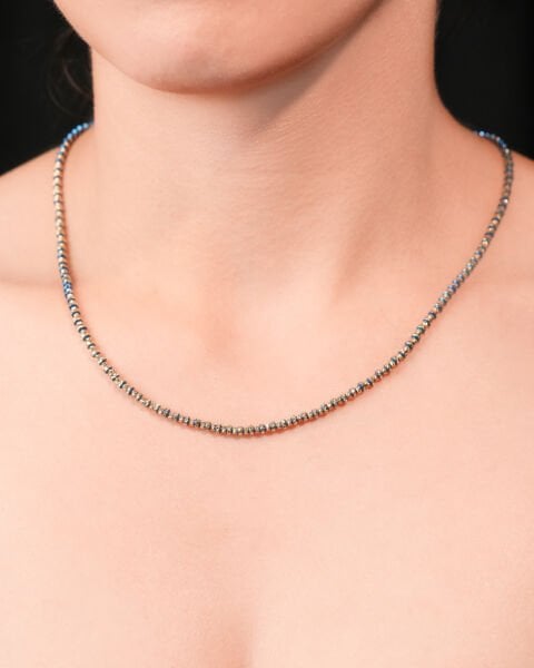 14 Ayar Altın Mavi Mineli Dorika Zincir Kolye