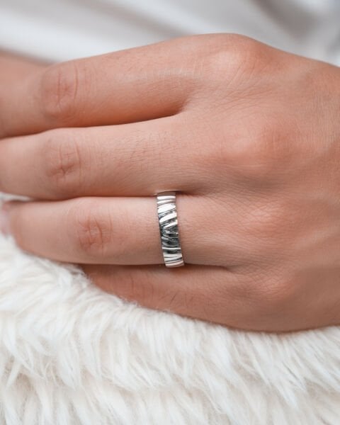 14 Ayar Beyaz Altın Erkek Alyans