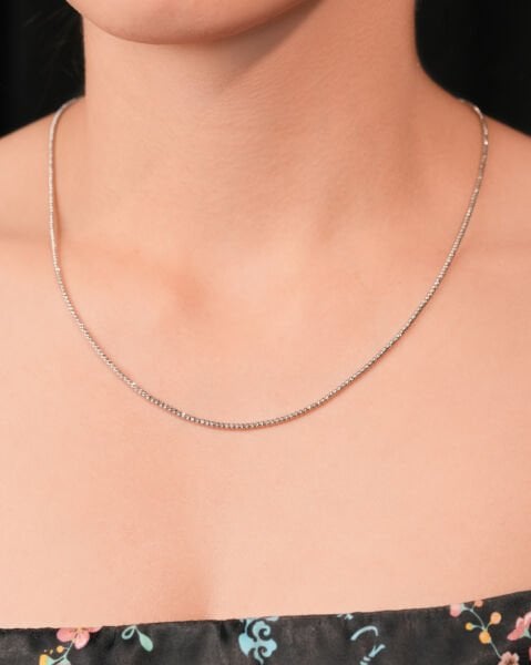 14 Ayar Beyaz Altın Dorika Toplu Kolye