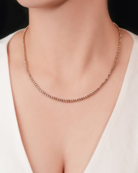 14 Ayar Altın Üç Renk Toplu Tasarım Kolye