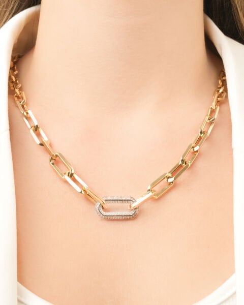 14 Ayar Altın Taşlı Ataç Kolye