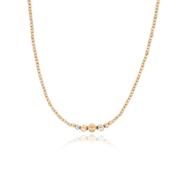 14 Ayar Altın Üç Renk Toplu Kolye