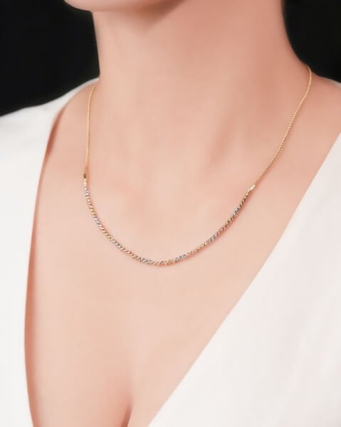 14 Ayar Altın 3 Renk Dorika Toplu Kolye