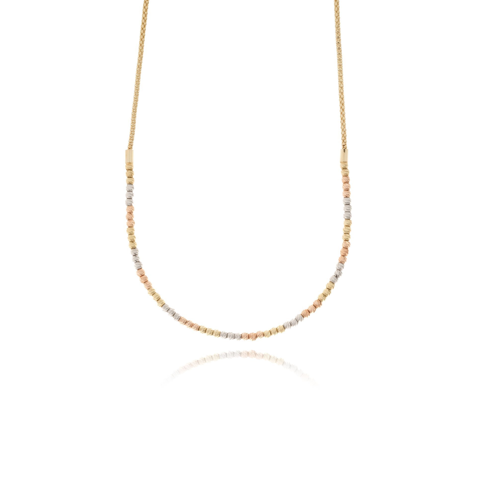 14 Ayar Altın 3 Renk Dorika Toplu Kolye