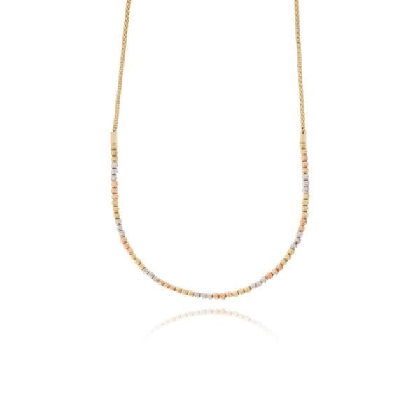 14 Ayar Altın 3 Renk Dorika Toplu Kolye