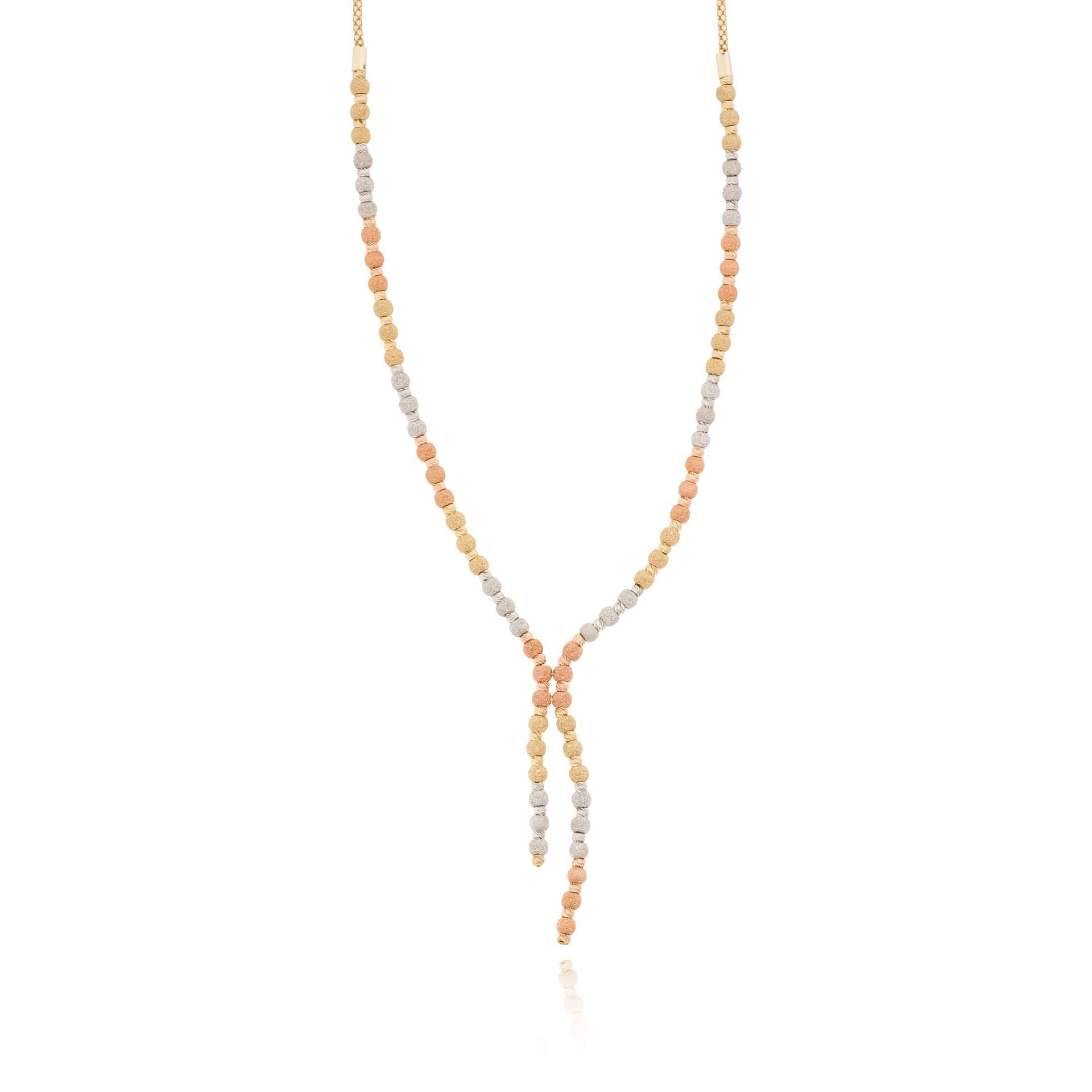 14 Ayar Altın Üç Renk Dorika Toplu Tasarım Kolye