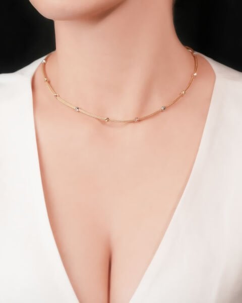 14 Ayar Altın Dorika Toplu Kolye