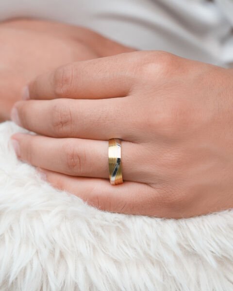 14 Ayar Altın İki Renk Erkek Alyans