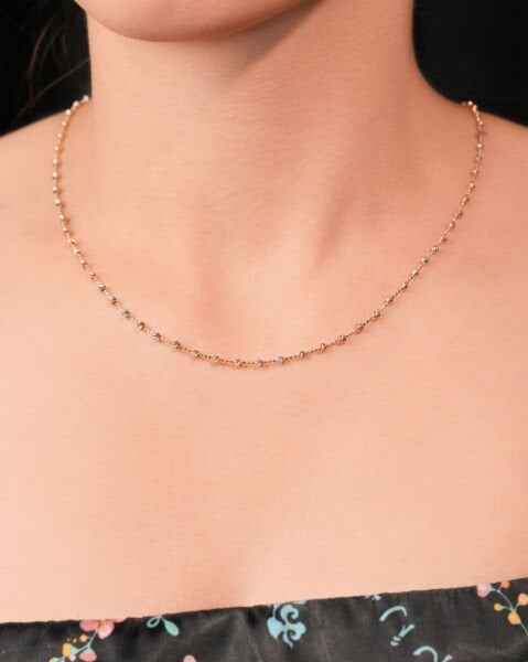 14 Ayar Altın Üç Renk Dorika Toplu Kolye