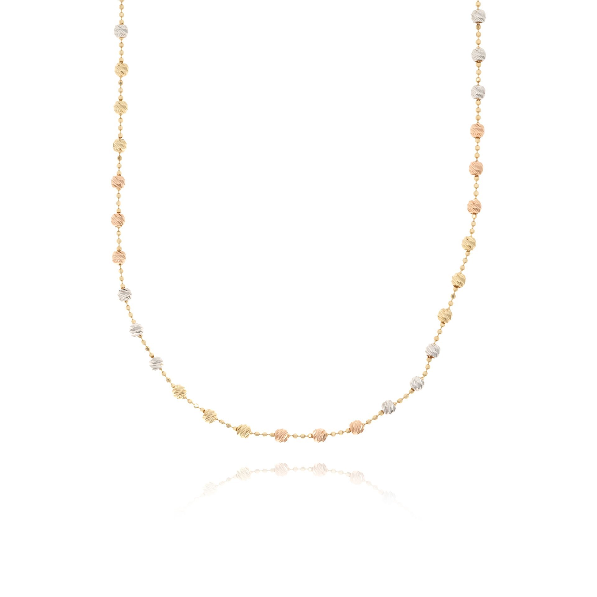 14 Ayar Altın Üç Renk Dorika Toplu Kolye