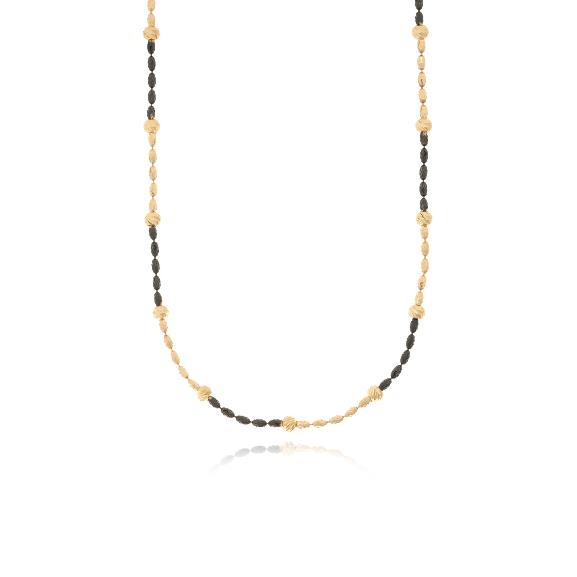 14 Ayar Altın Siyah Mineli Dorika Toplu Zincir Kolye