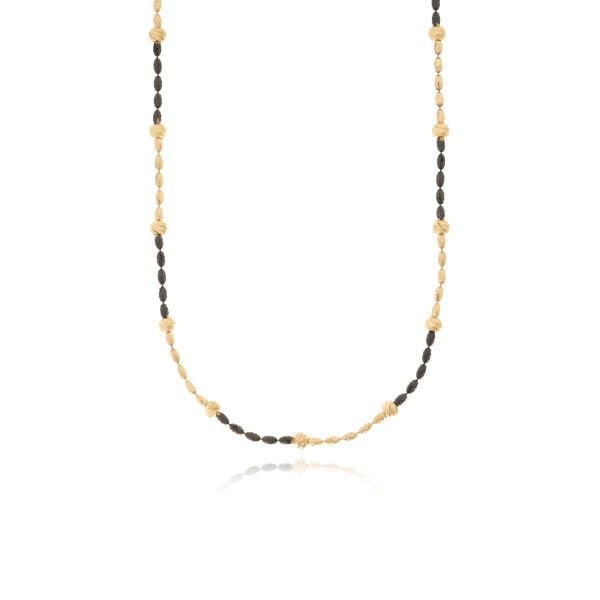 14 Ayar Altın Siyah Mineli Dorika Toplu Zincir Kolye