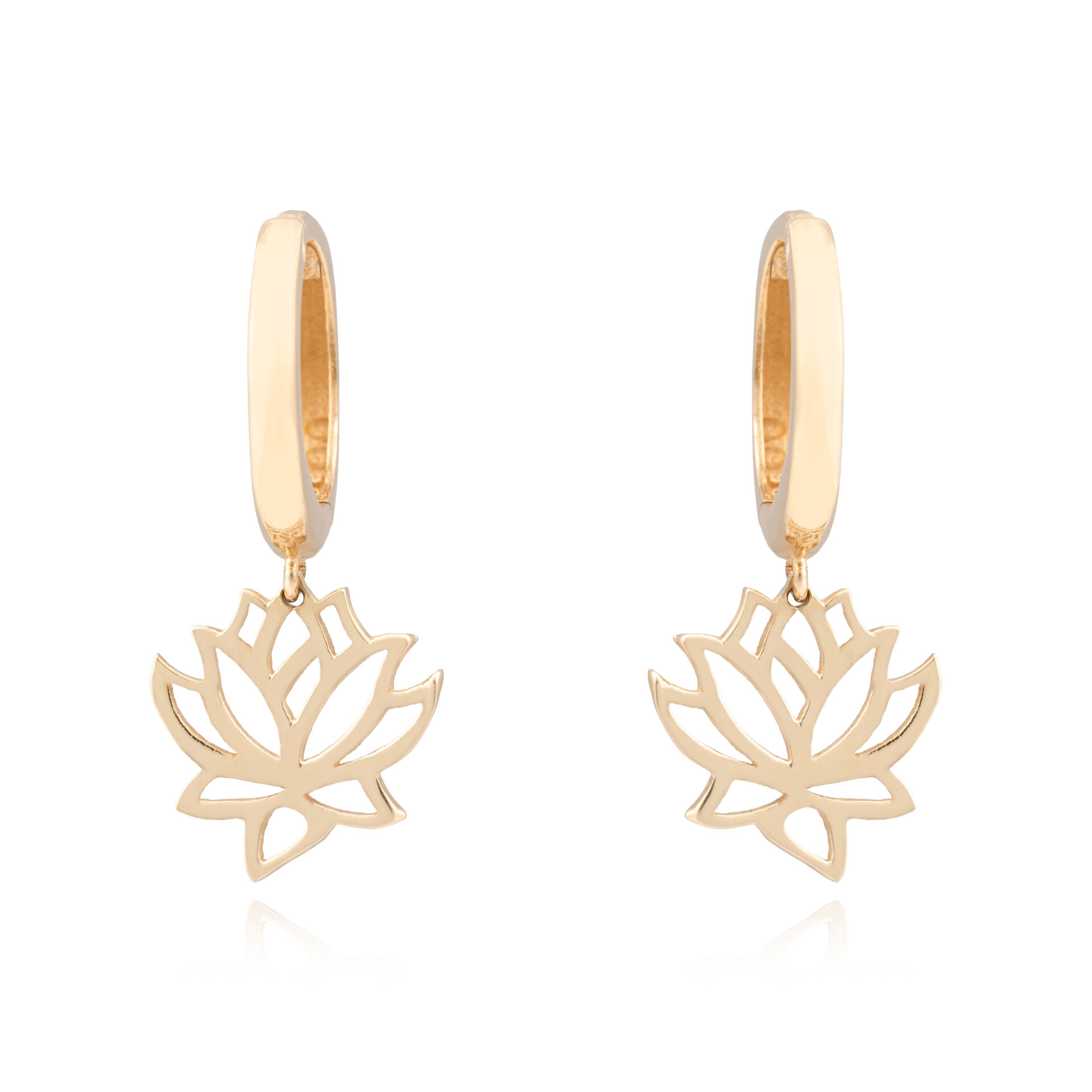 14 Ayar Altın Lotus Çiçeği Sallantılı Küpe
