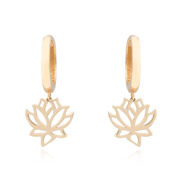 14 Ayar Altın Lotus Çiçeği Sallantılı Küpe