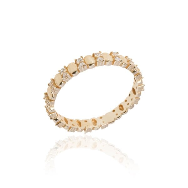 14 Ayar Minimal Sıra Taşlı Altın Yüzük