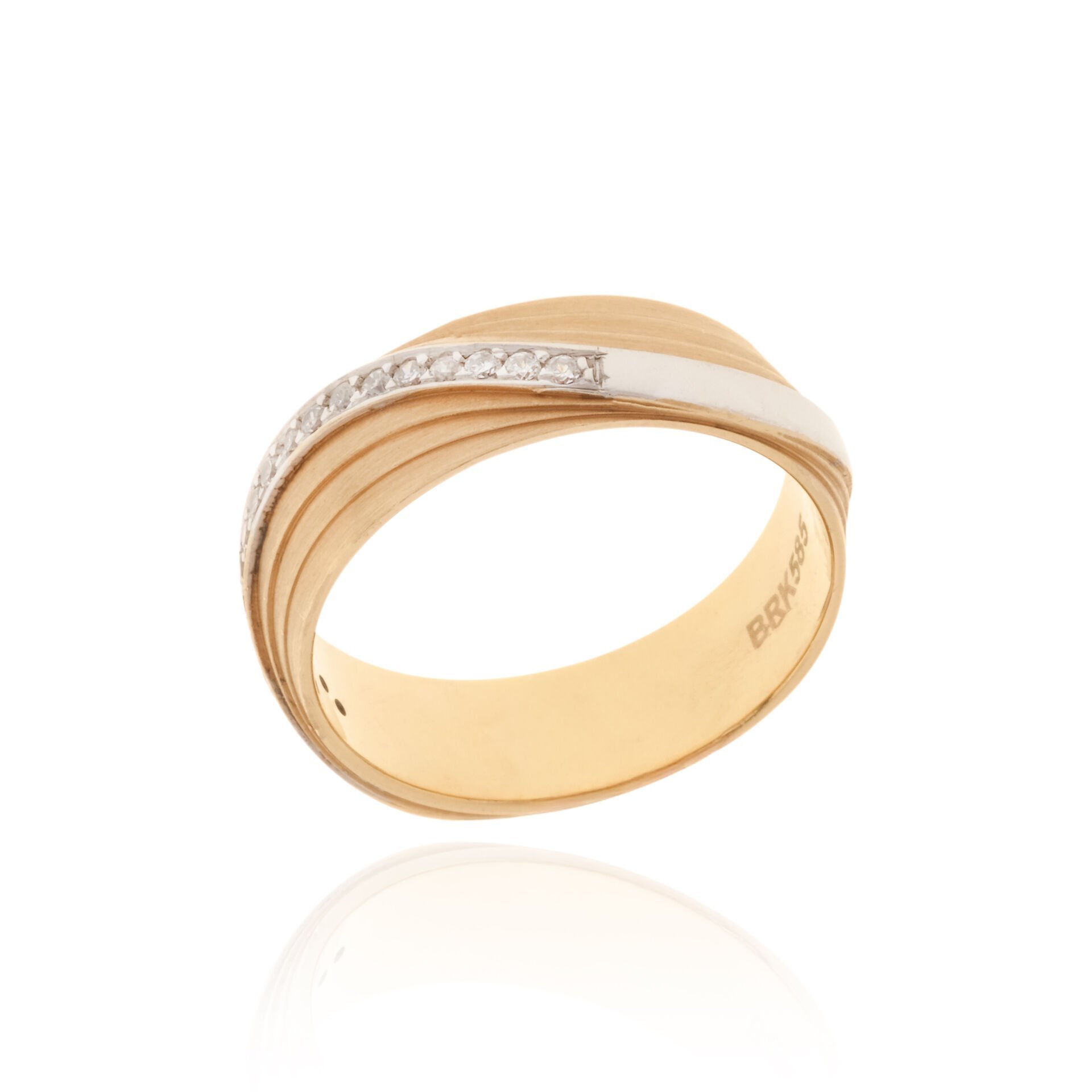 14 Ayar Altın İki Renk Taşlı Kadın Alyans