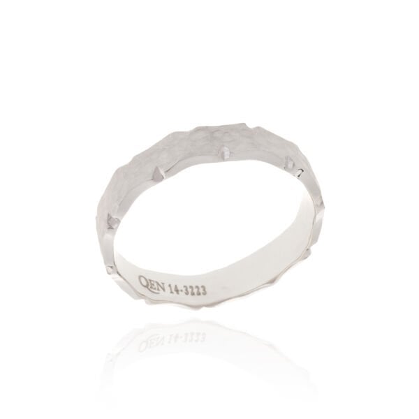 14 Ayar Mat Beyaz Altın Desenli Erkek Alyans