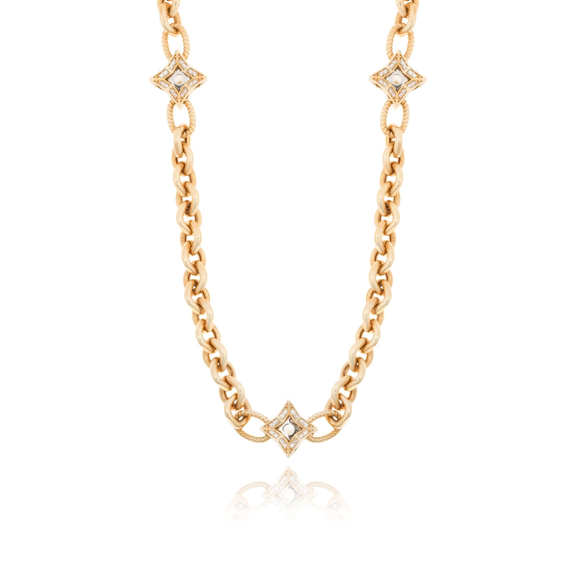 14 Ayar Altın Genola Taşlı Yıldız Tasarım Kolye