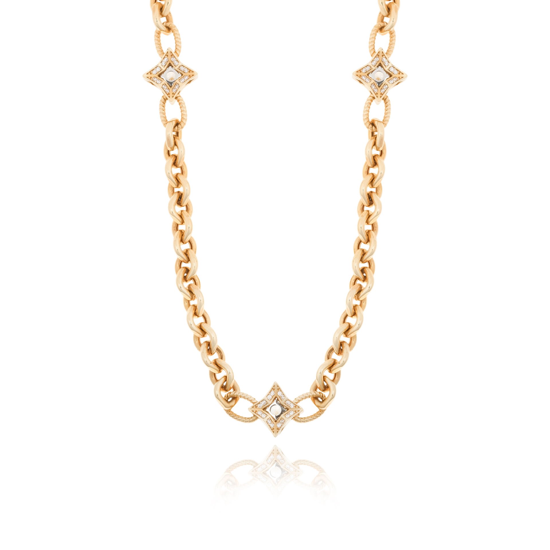 14 Ayar Altın Genola Taşlı Yıldız Tasarım Kolye