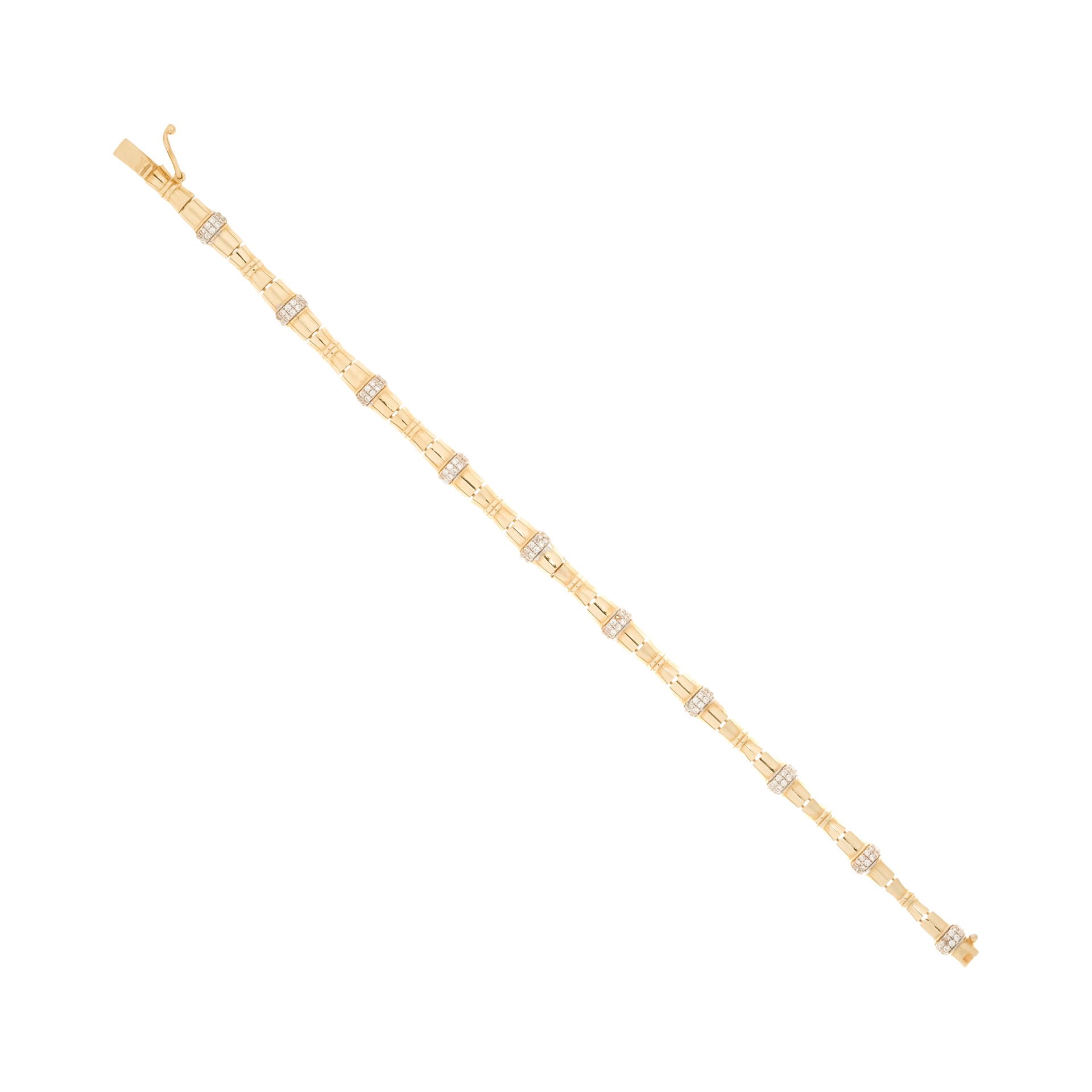 14 Ayar Altın Taşlı Bambu Tasarım Bileklik