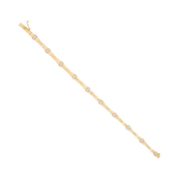 14 Ayar Altın Taşlı Bambu Tasarım Bileklik