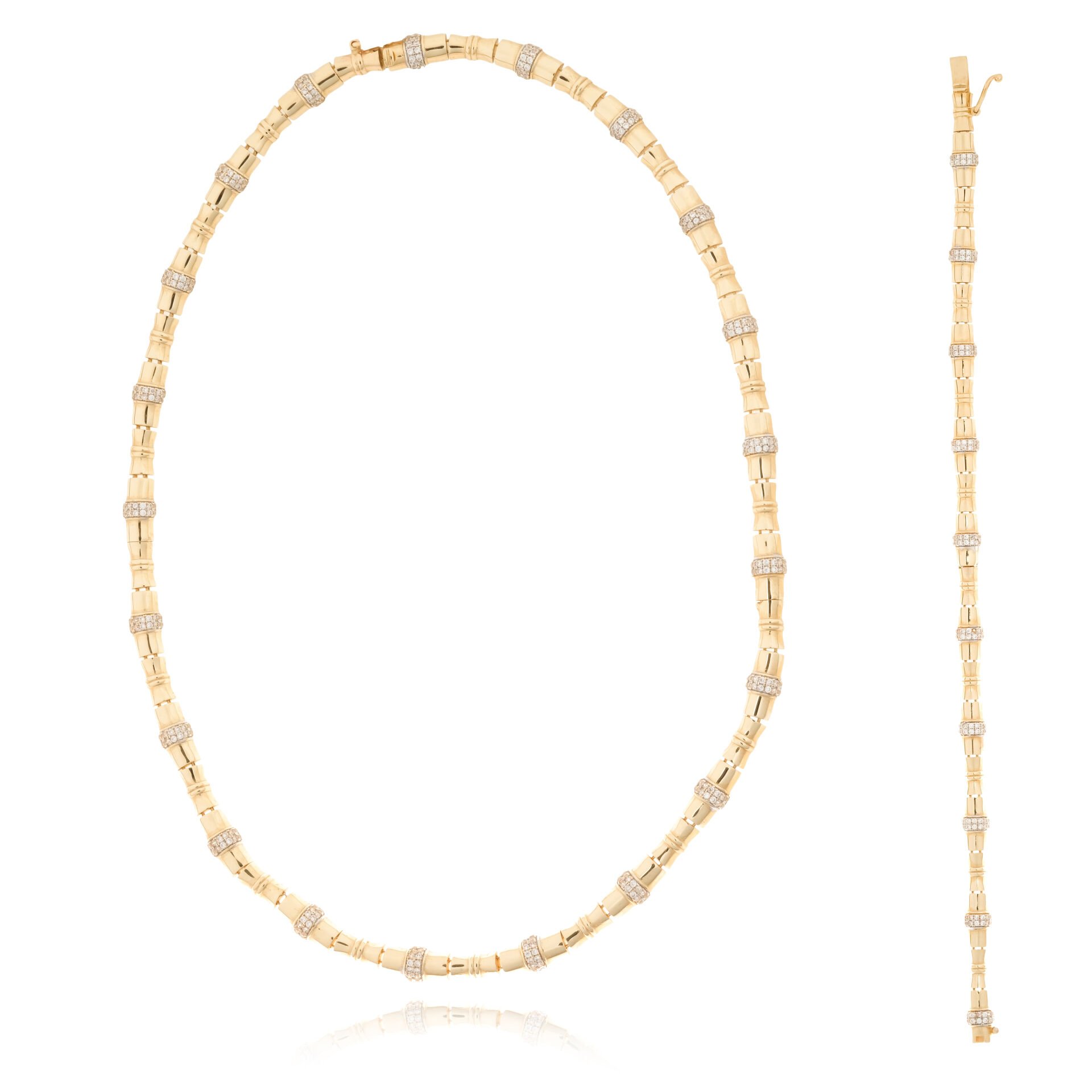 14 Ayar Altın Taşlı Bambu Tasarım Set