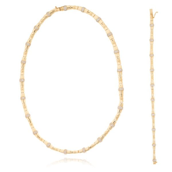 14 Ayar Altın Taşlı Bambu Tasarım Set